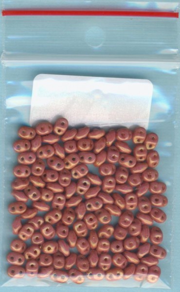 16214w Super Duo Beads 2,5x5mm orange-rot marmoriert 10g