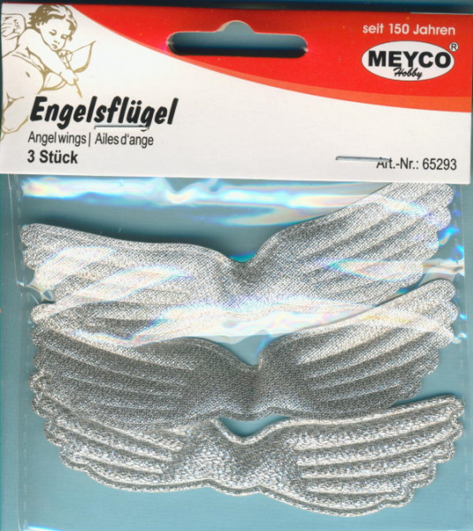 65293 Engelsflügel 10,3x2cm silber 3 Stück