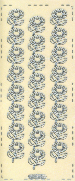 pu559s Sticker Blumenborte 3 silber irisierend