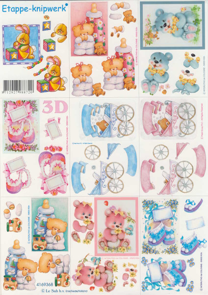 4169368 3D Motivbogen A4 Baby Bärchen