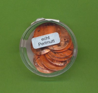 Perlmutt 1-Loch Ronde 20mm orange