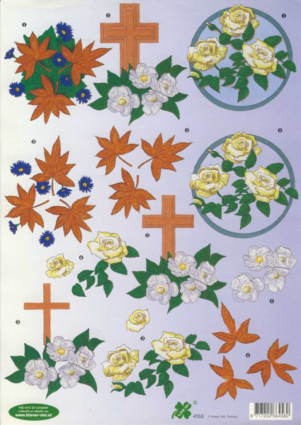 4153 3D Motivbogen A4 Kreuz Blumen
