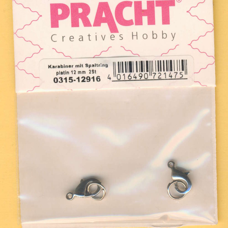 0315-12916 Karabiner mit Spaltring 12mm platin 2 Stück