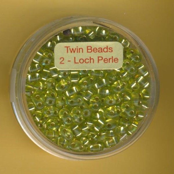 967105374 Glasperlen Twin Beads 2,5x5mm olivine silbereinzug 12g