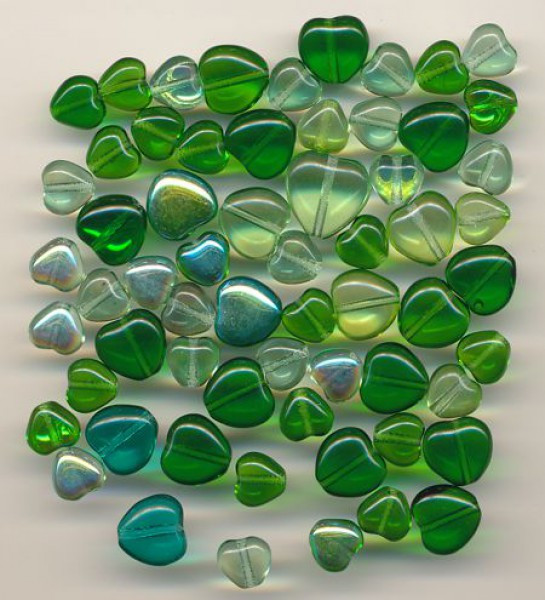 2202040 Glasherzen-Mix grün