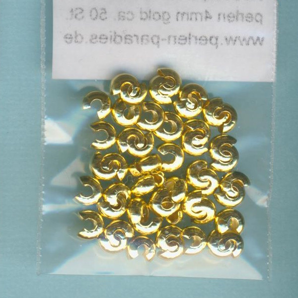 h0295195 Abdeckperlen für Quetschperlen 4mm gold 50 Stück