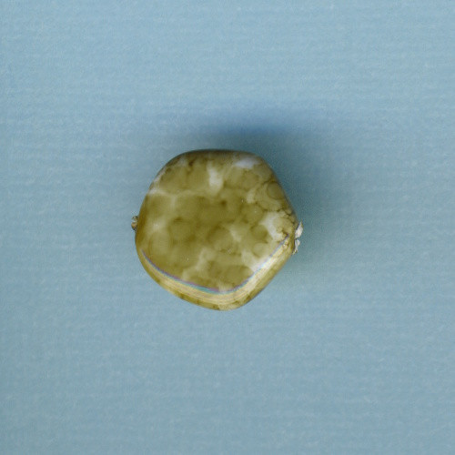 14345452 Glasperle Marmor Scheibe 15mm avocado