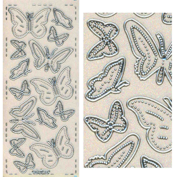 pu361si Sticker Schmetterling 6 silber irisierend