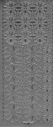 pu349s Sticker Blumen 5 silber