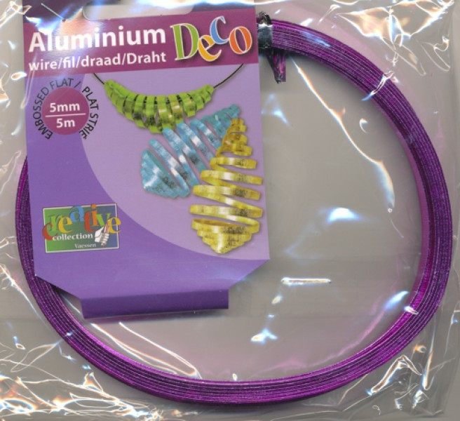 24244-013 Aluflachdraht 5x1mm embossed lavendel 5m