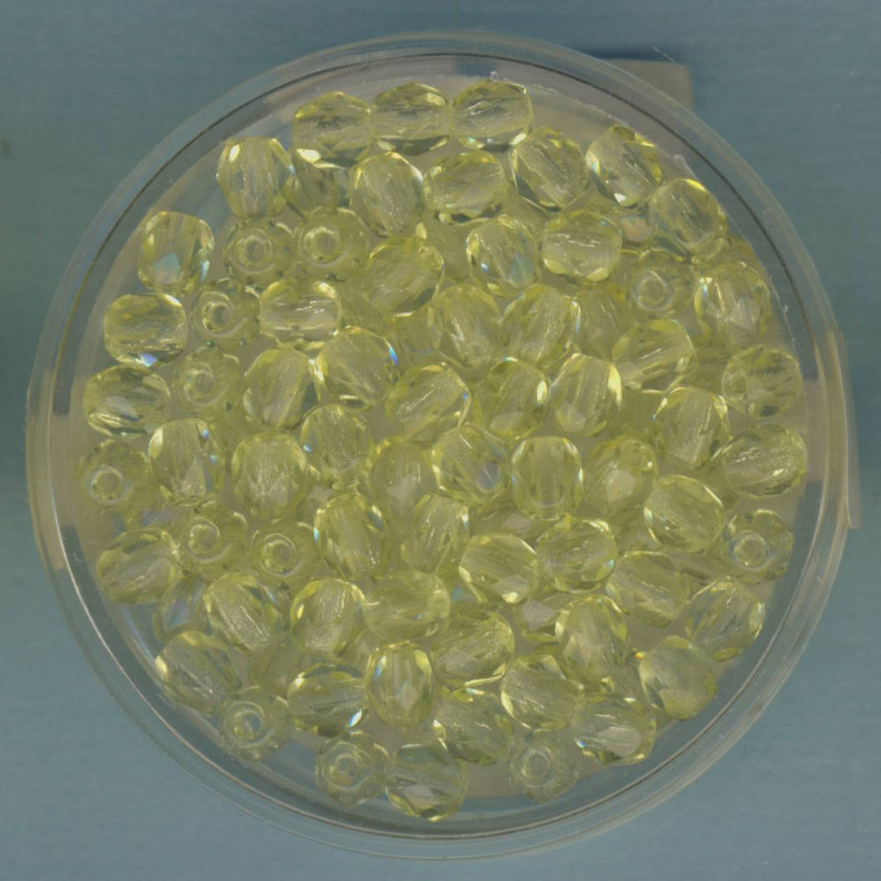 0730-04095 Glasschliffperlen 4mm transparent hellgelb 100 Stück