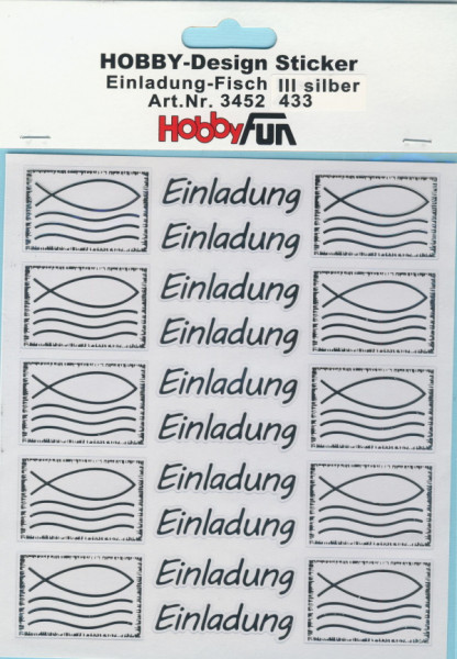 3452433 Hobby Design Sticker Einladung Fisch III silber