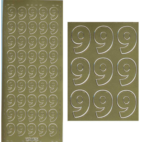 pu546g Sticker Ziffer 9 20mm gold