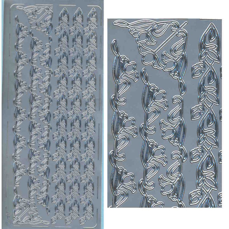 pu132s Sticker Blumenborte 2 silber