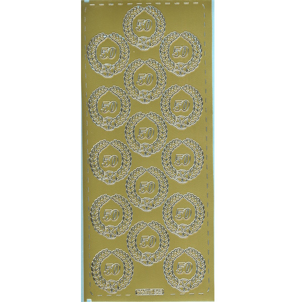 pu348g Sticker 50 mit Kranz gold