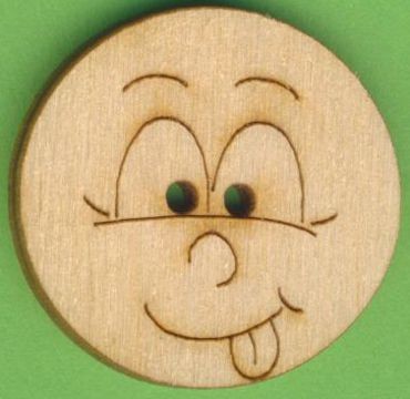 Holzknopf Gesicht Design 1 3cm