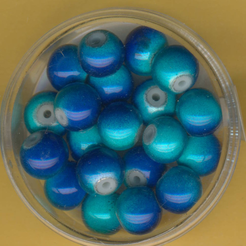 0733-08484 Miracle-Beads 8mm blau-weiß 20 Stück