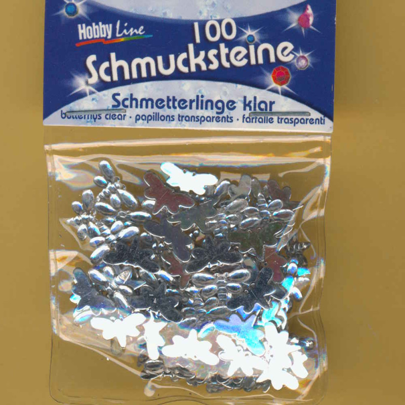 49626 Schmucksteine Set Schmetterlinge klar 100 Stück