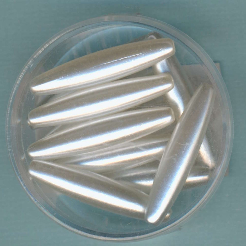 22530314 Wachsperlen Oliven 6x28mm weiß 10 Stück