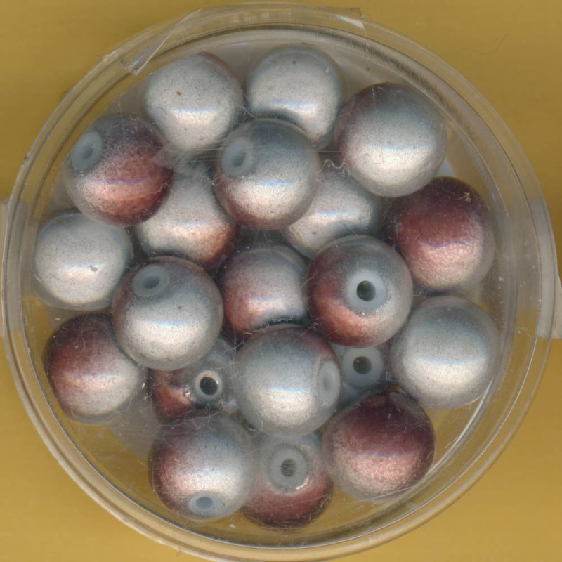 0733-08494 Miracle-Beads 8mm braun-weiß 20 Stück