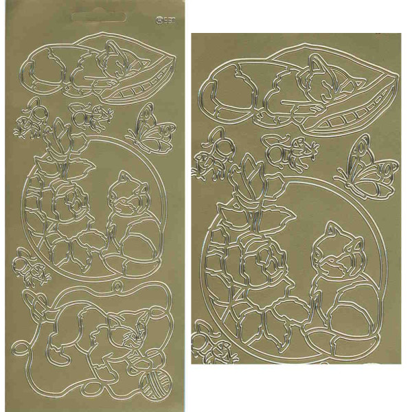 cl530g Sticker Katzen 2 gold