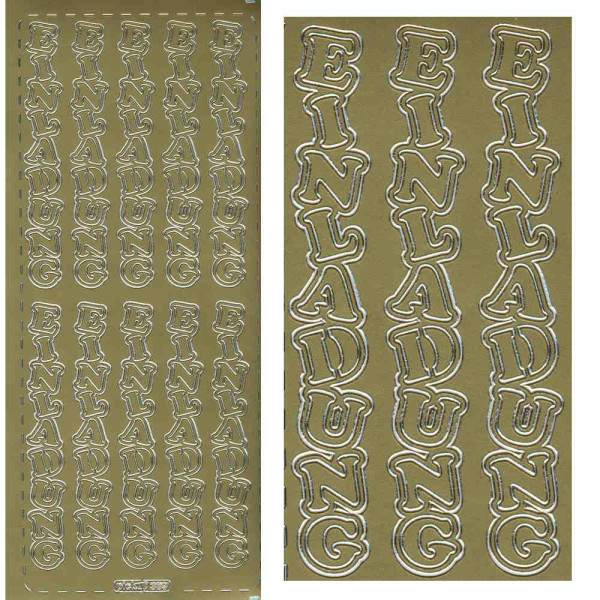 pu369g Sticker Einladung 3 gold