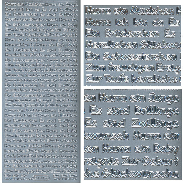 444s Sticker Glückwünsche Baby silber