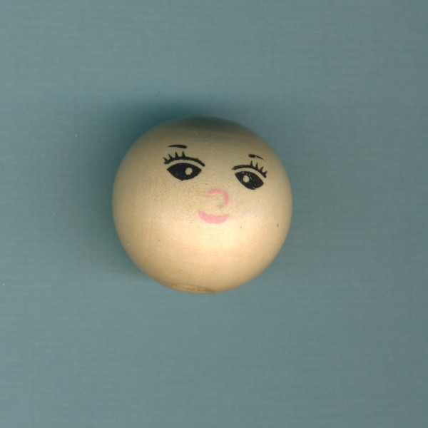 t0193122 Holzperle mit Gesicht 22mm natur