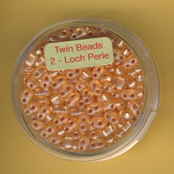 9671-05014 Glasperlen Twin Beads 2,5x5mm orange silbereinzug 12g