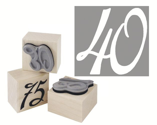 2851500 Holzstempel 40 Geburtstag 3x3cm