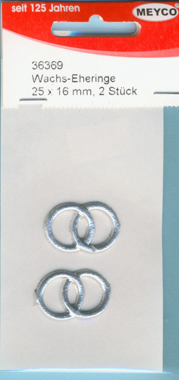 36369 Wachs Eheringe 25x16mm silber 2 Stück
