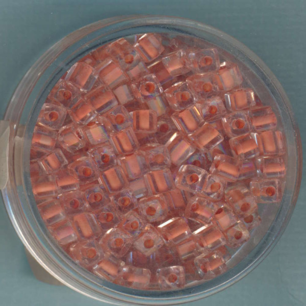 9643-014 Glasperlen Würfel 3mm topas Farbeinzug 20g