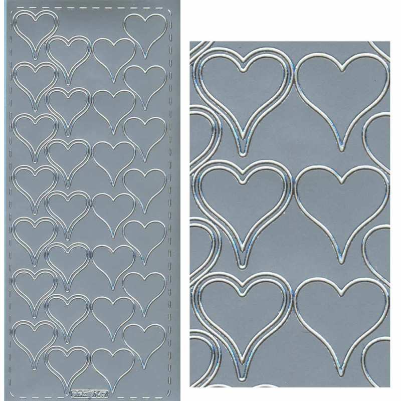 pu147s Sticker Herzen 8 silber