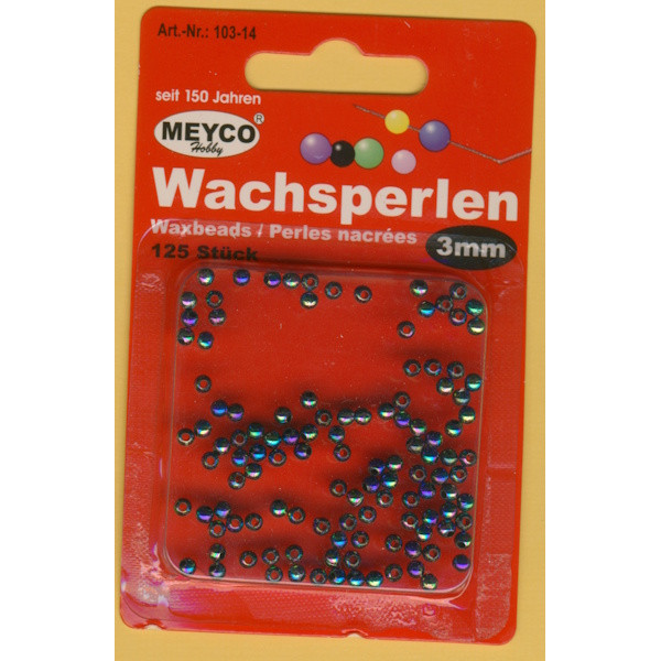103-14 Wachsperlen 3mm metallic regenbogen 125 Stück