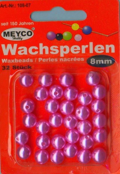 10807 Wachsperlen 8mm pink 32 Stück