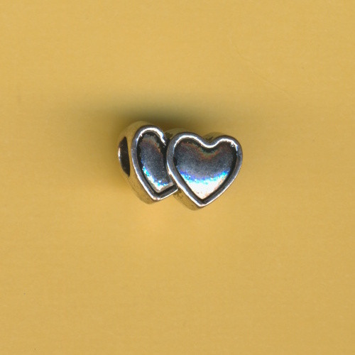 840763 Metallperle Charms Herzen 14x9mm silber