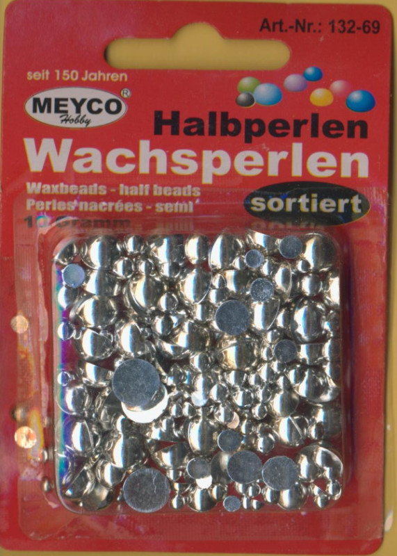 13269 Wachs Halbperlen sortiert silber 10g