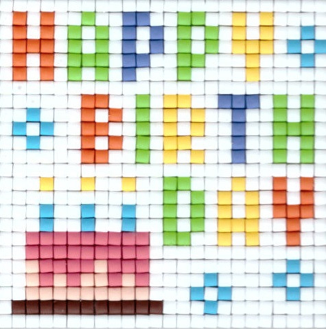 px77690 Pixelhobby Set kleine Basisplatte Happy Birthday