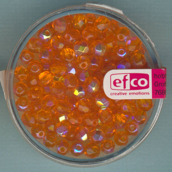 2110016 Glasfacettenperlen 4mm orange irisierend 100 Stück