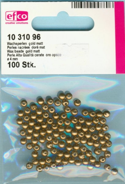 1031096 Wachsperlen 4mm gold matt 100 Stück