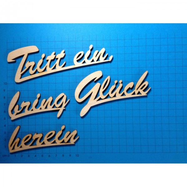 Schriftzug Schreibschrift Tritt ein bring Glück herein