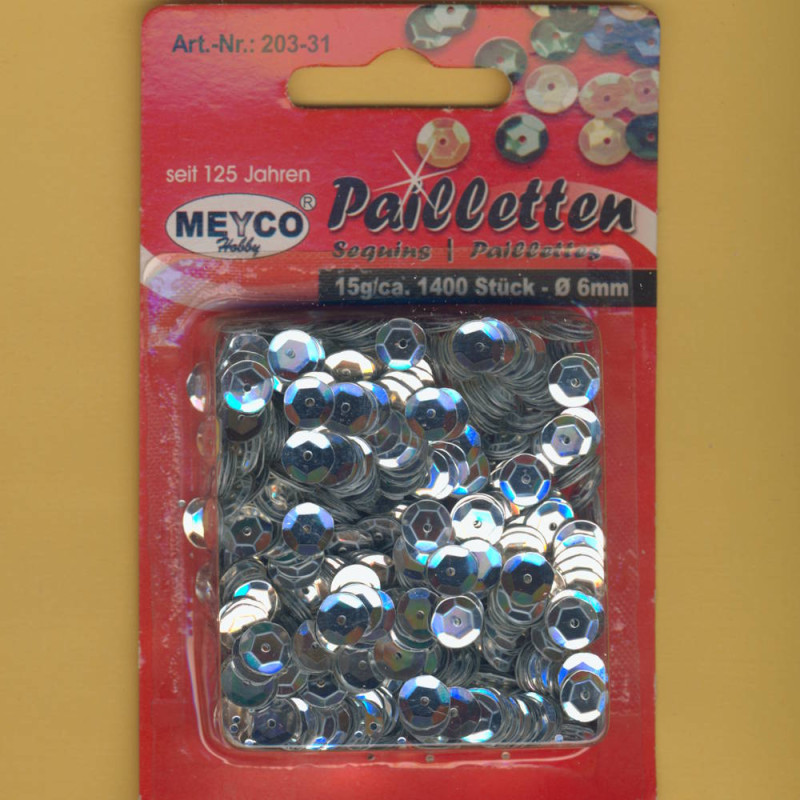203-31 Pailletten gewölbt 6mm silber 15g