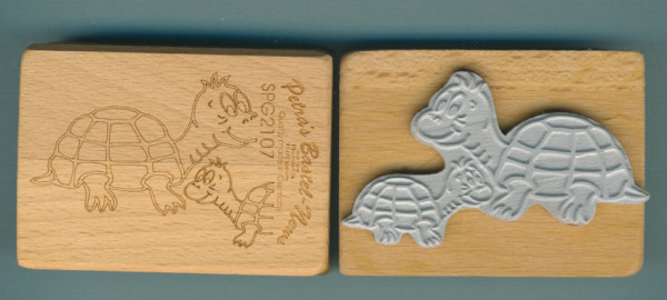 SPG2107 Holzstempel Schildkröte mit Baby 7x5cm