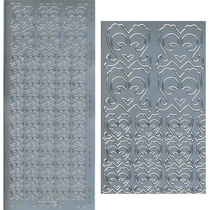 pu482s Sticker Herzornamente silber