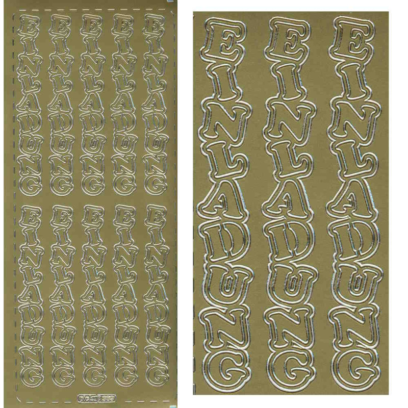 pu369g Sticker Einladung 3 gold