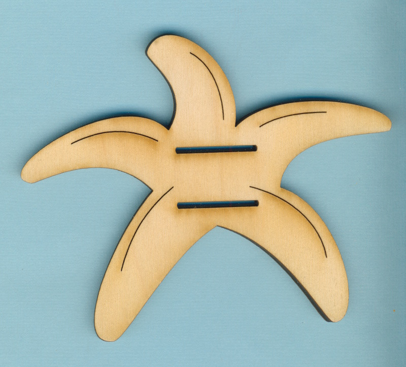 mas4112 Holz Deko Seestern mit 2 Schlitzen für Dekobänder 12cm