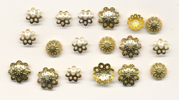 Perlkappen 7, 8, 10 mm gold