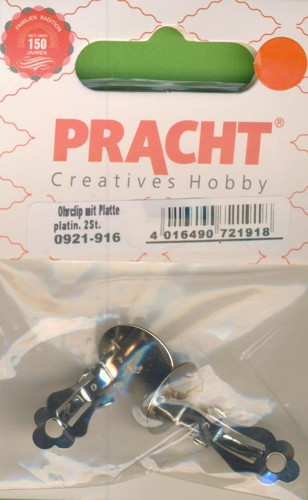 0921-916 Ohrclip mit 15mm Platte platin 2 Stück