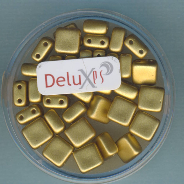 9700-06934 2 hole Square Beads Deluxes 6mm goldfarben 35 Stück