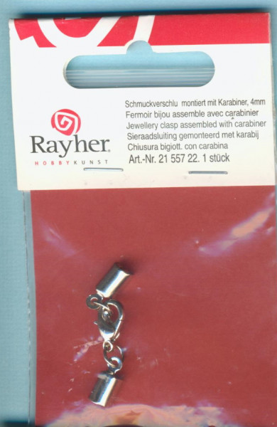 2155722 Schmuckverschluss 4mm montiert mit Karabiner silber